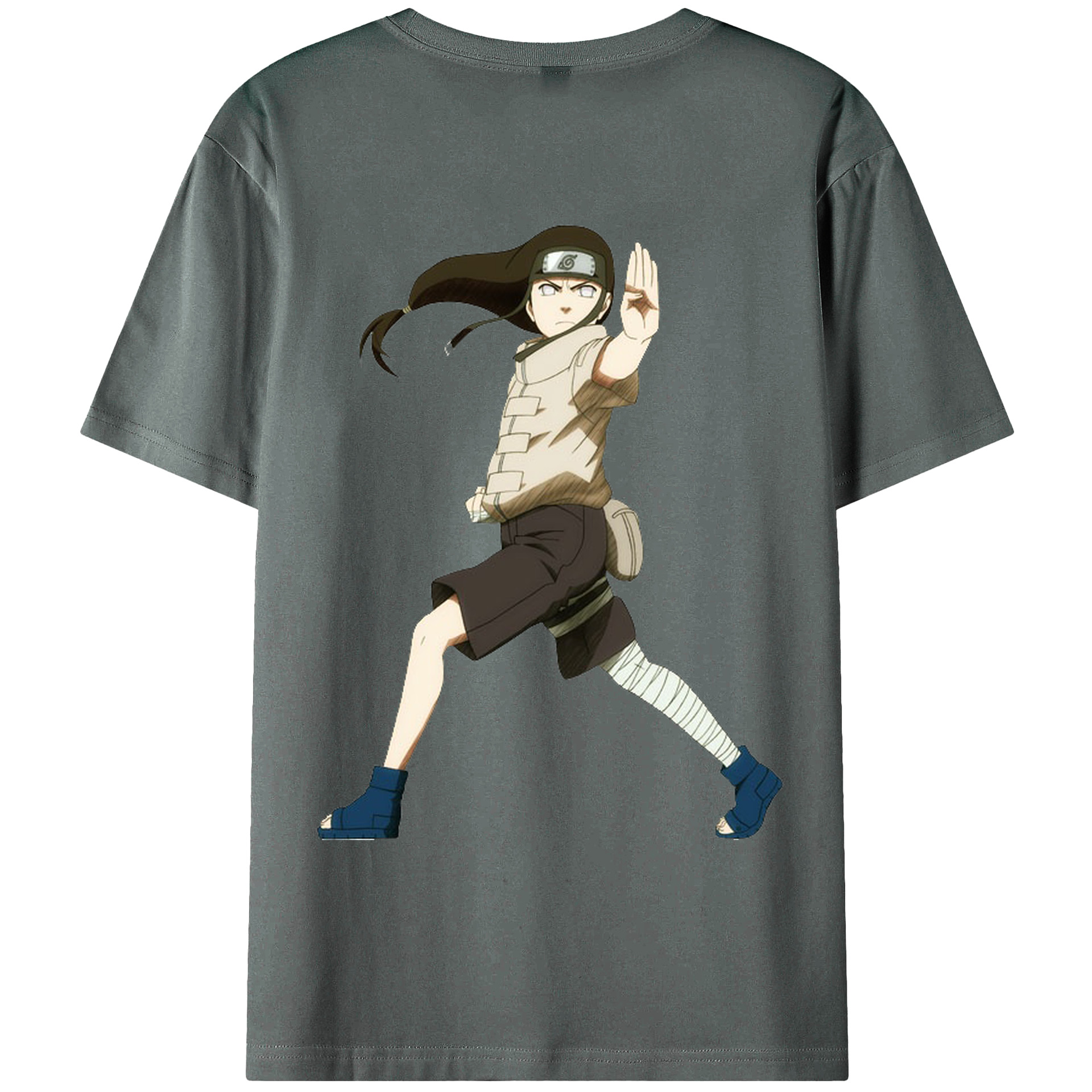 （画像用） NARUTO -ナルト- 日向ネジ Hyūga Neji 綿100％ メンズ半袖Tシャツ（バックプリント） 通気性